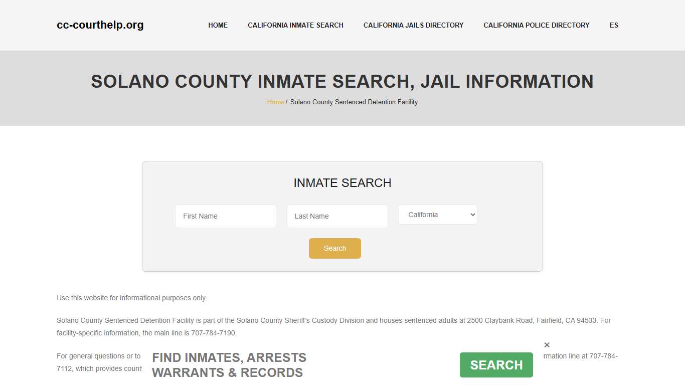 Solano County Inmate Lookup, Jail Roster